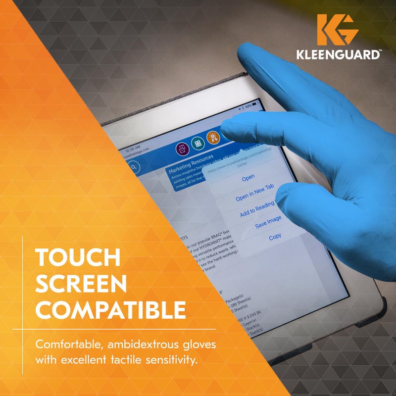 Kleenguard G10 2Pro Blue Nitrile Gloves (54420), 6 Mil, Ambidextrous, Touchscreen Compatible, XS (100 Gloves/Box) - Image 4